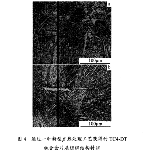 通過(guò)一種新型β熱處理工藝獲得的TC4一DT鈦合金片層組織結(jié)構(gòu)特征